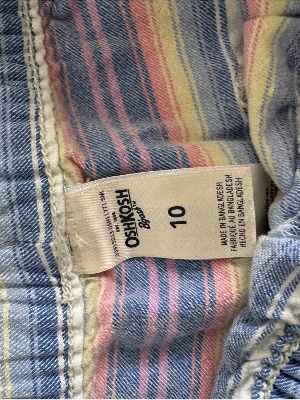 OshKosh B'gosh Pastel Striped Cotton Sleep Shorts - Blue, Pink, Yellow